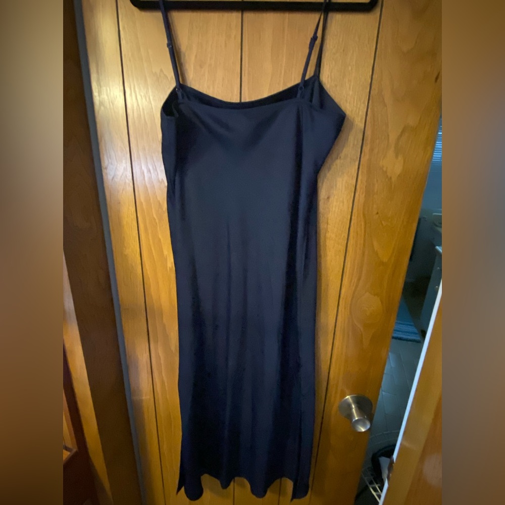 Target satin slip style navy dress. Like new. Size M.